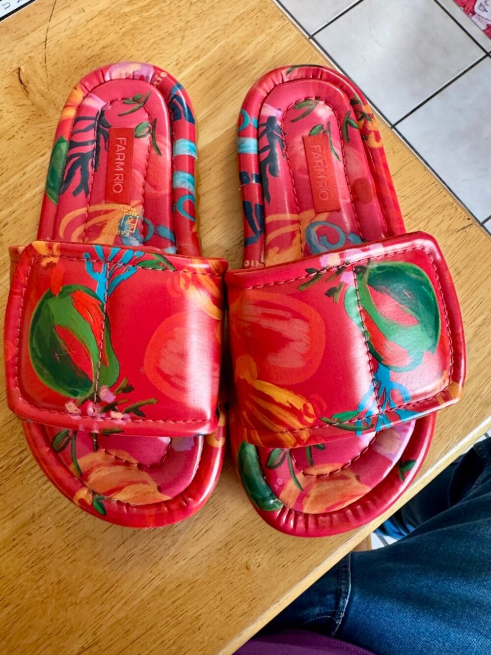 Adidas X FARM Rio Pink Fruits Puffy Slide Sandals Red Floral Women's Size 9 - Picture 2 of 7